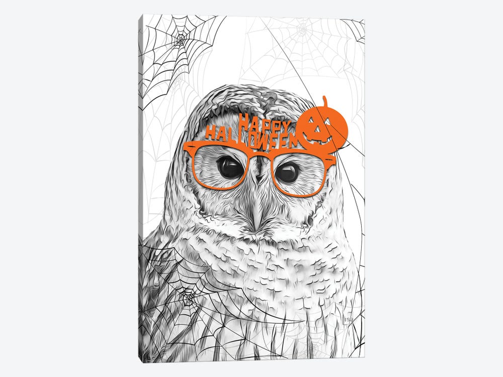 Black And White Owl With Halloween Glasses by Printable Lisa's Pets 1-piece Canvas Artwork