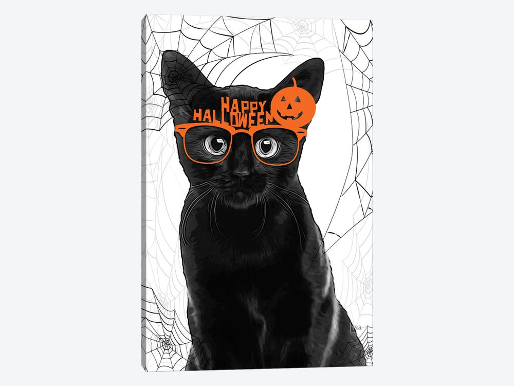 Black Cat With Halloween Glasses by Printable Lisa's Pets 1-piece Canvas Print