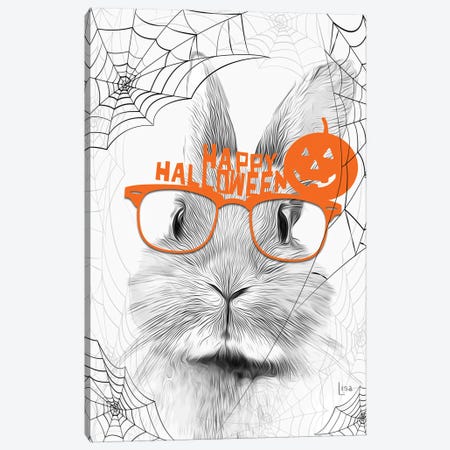 Black And White Bunny With Halloween Glasses Canvas Print #LIP383} by Printable Lisa's Pets Art Print