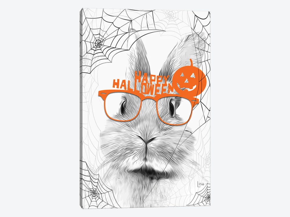 Black And White Bunny With Halloween Glasses by Printable Lisa's Pets 1-piece Canvas Wall Art