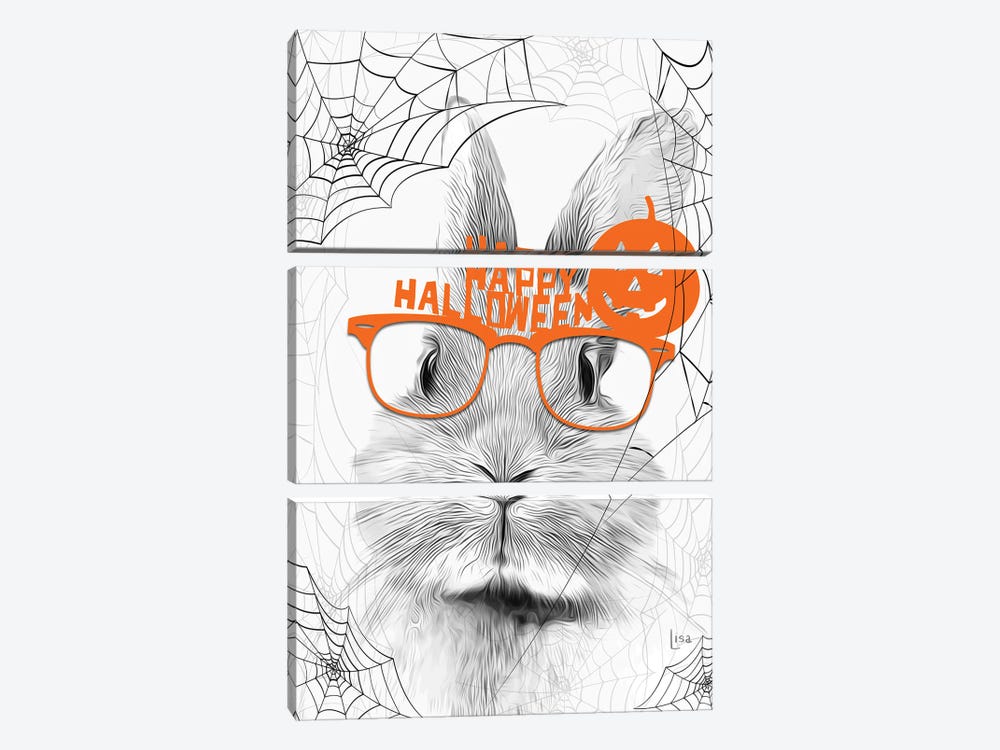 Black And White Bunny With Halloween Glasses by Printable Lisa's Pets 3-piece Canvas Art