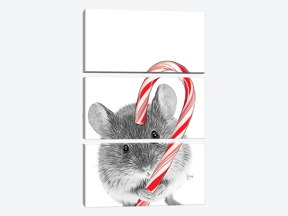 Mouse With Christmas Candy by Printable Lisa's Pets 3-piece Art Print