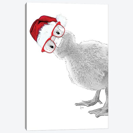 Duck With Christmas Hat And Glasses Canvas Print #LIP385} by Printable Lisa's Pets Canvas Art