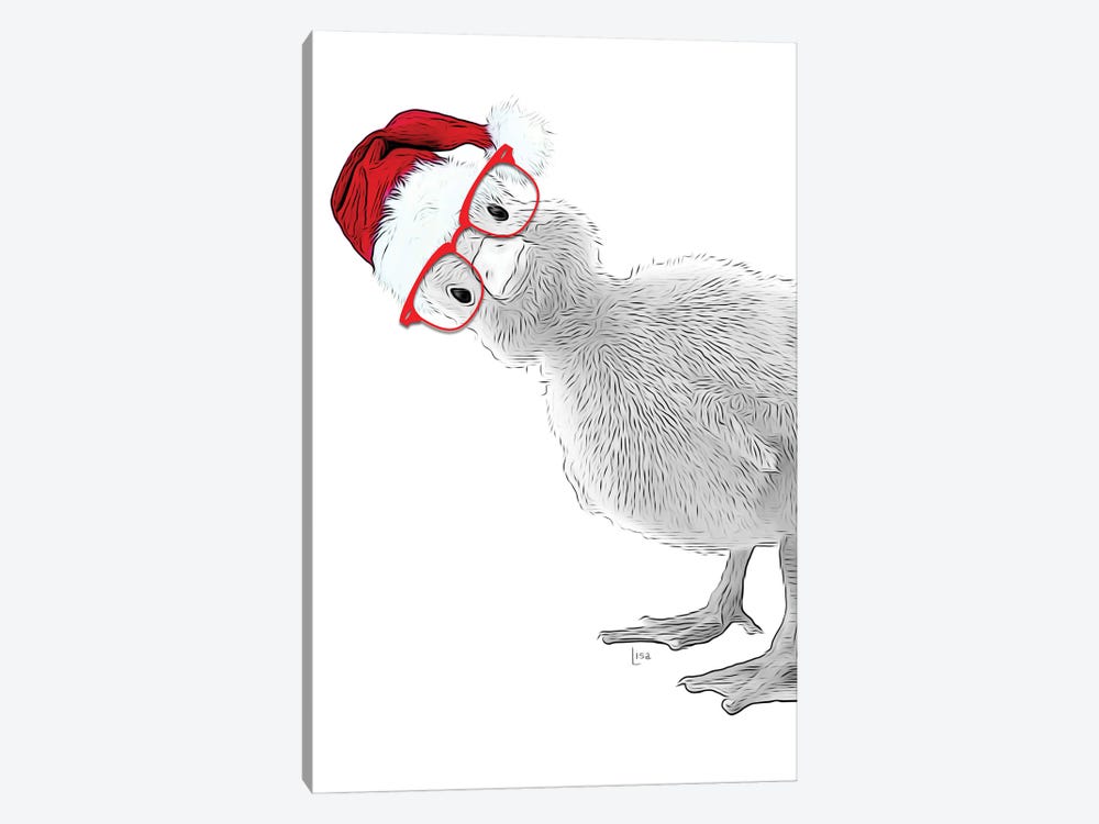 Duck With Christmas Hat And Glasses by Printable Lisa's Pets 1-piece Canvas Wall Art