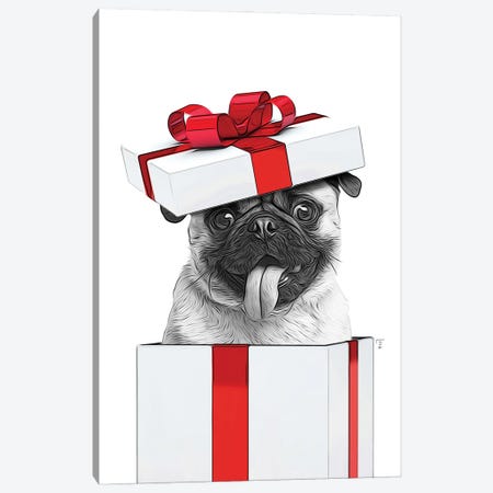 Pug, Christmas Gift Card Canvas Print #LIP386} by Printable Lisa's Pets Canvas Art