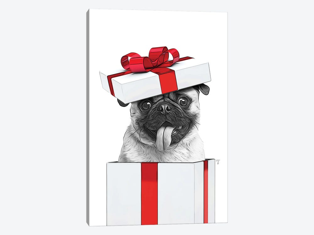 Pug, Christmas Gift Card by Printable Lisa's Pets 1-piece Canvas Art Print