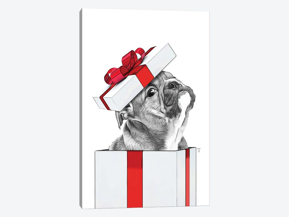 Bulldog, Christmas Gift Card by Printable Lisa's Pets 1-piece Canvas Art