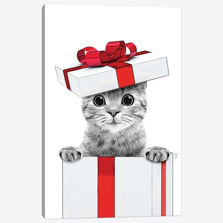 Cat Christmas Gift Card Canvas Print #LIP388} by Printable Lisa's Pets Canvas Art Print