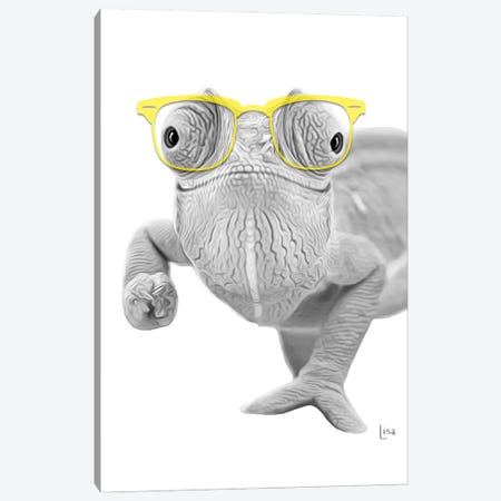 Chameleon With Yello Glasses Canvas Print #LIP38} by Printable Lisa's Pets Canvas Print