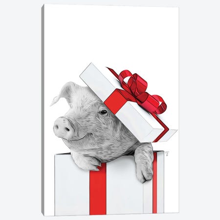 Pig, Christmas Gift Card Canvas Print #LIP393} by Printable Lisa's Pets Canvas Art