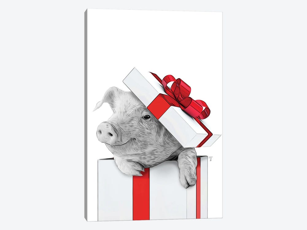 Pig, Christmas Gift Card by Printable Lisa's Pets 1-piece Art Print