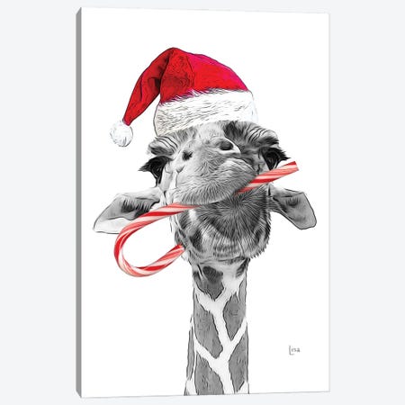 Pig With Christmas Hat, Christmas Gift Card Canvas Print #LIP394} by Printable Lisa's Pets Canvas Print
