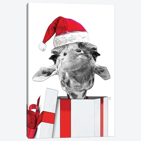 Giraffe Drawing, Christmas Gift Card Canvas Print #LIP395} by Printable Lisa's Pets Art Print