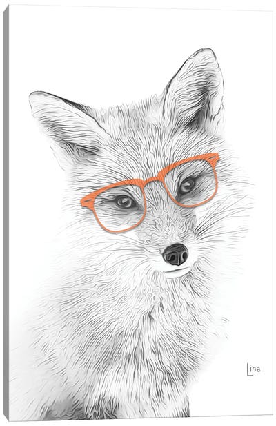 Fox With Orange Glasses Canvas Art Print - Printable Lisa's Pets