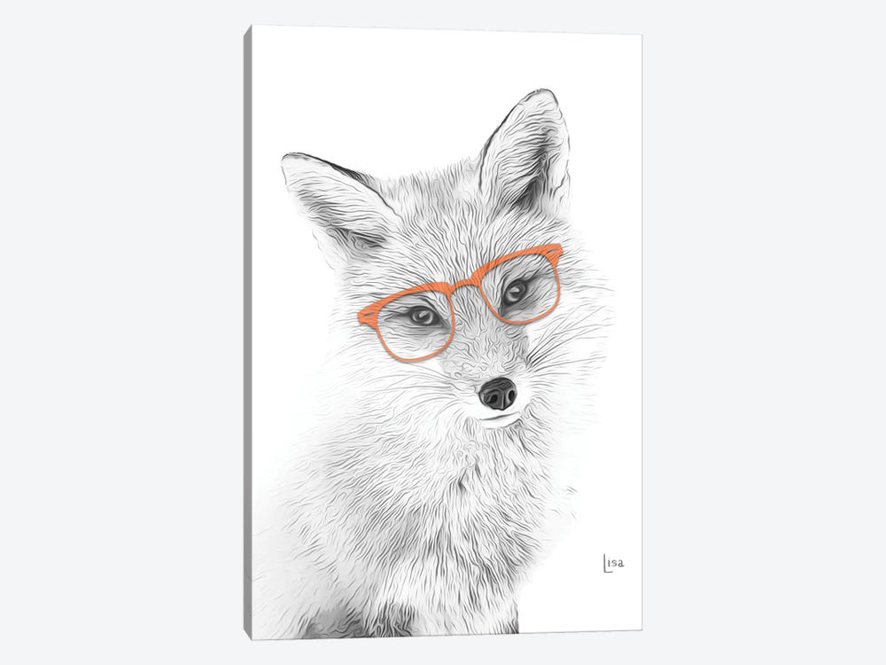 Fox With Orange Glasses by Printable Lisa's Pets 1-piece Canvas Artwork