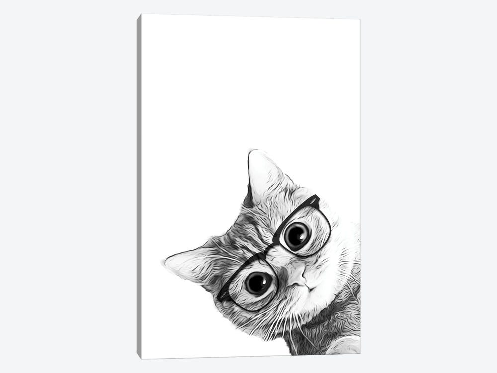 Cat With Black Glasses by Printable Lisa's Pets 1-piece Art Print