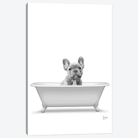 French Bulldog In The Bathtub Canvas Print #LIP401} by Printable Lisa's Pets Canvas Wall Art