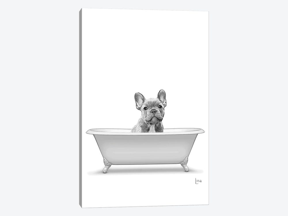 French Bulldog In The Bathtub by Printable Lisa's Pets 1-piece Canvas Print