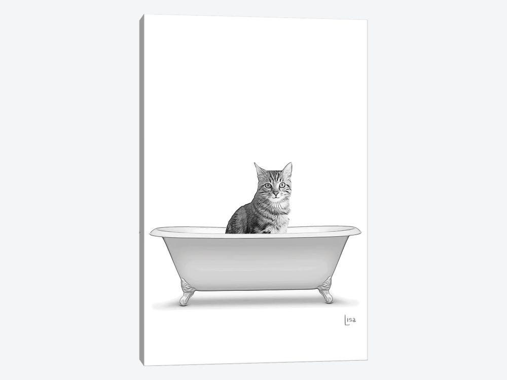 Cat In The Bathtub by Printable Lisa's Pets 1-piece Canvas Wall Art