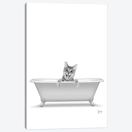 Funny Cat In The Bathtub Canvas Print #LIP403} by Printable Lisa's Pets Canvas Artwork