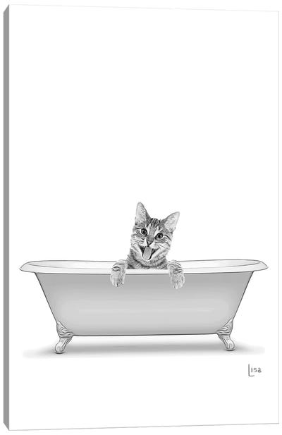 Funny Cat In The Bathtub Canvas Art Print - Printable Lisa's Pets