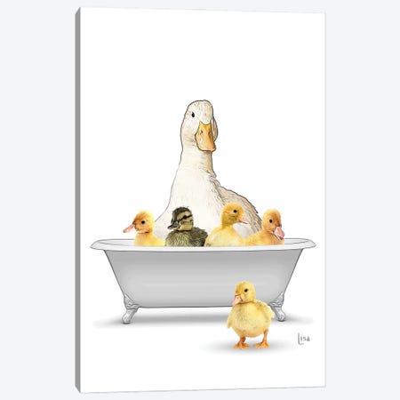Family Of Ducks In A Bathtub Canvas Print #LIP409} by Printable Lisa's Pets Canvas Artwork