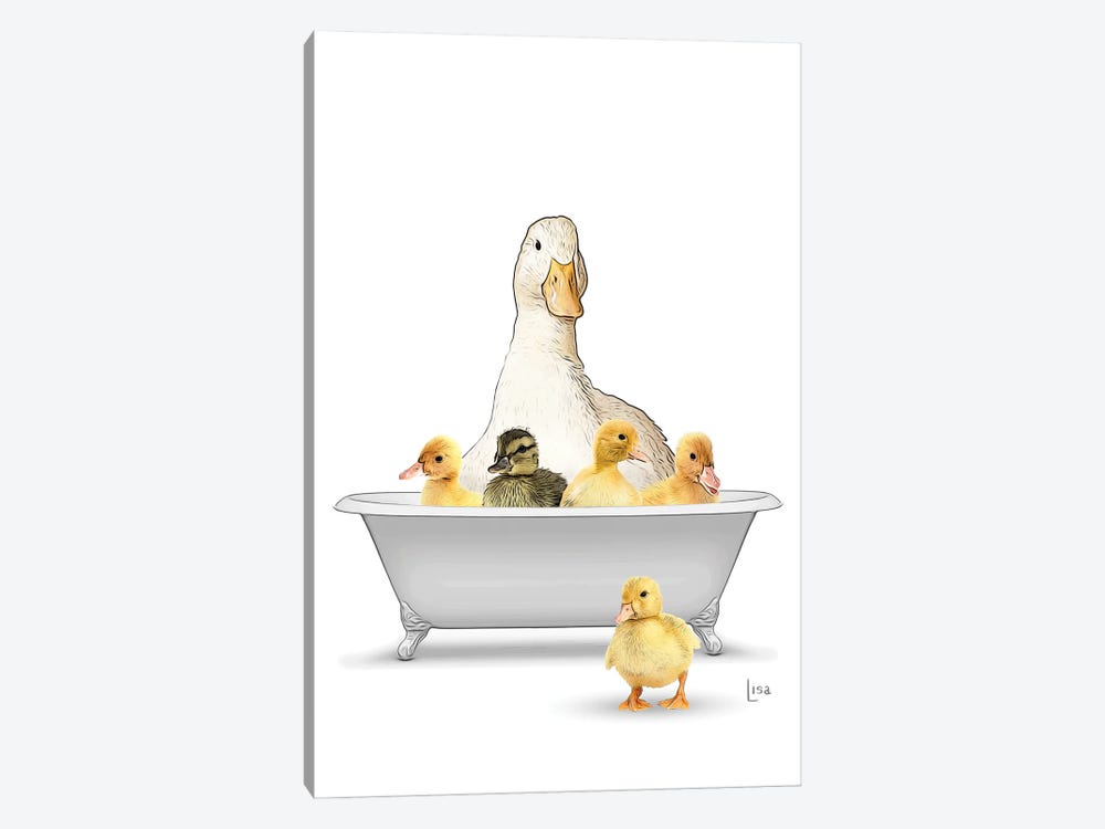 Family Of Ducks In A Bathtub by Printable Lisa's Pets 1-piece Canvas Print