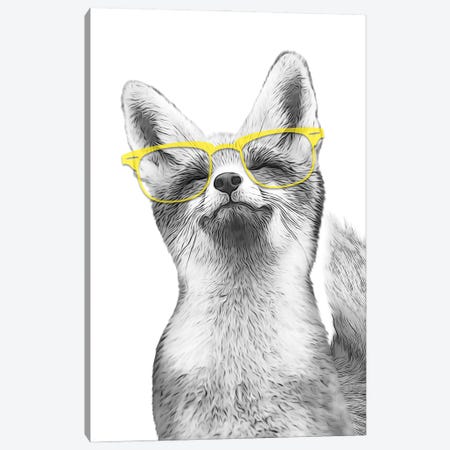 Fox With Yello Glasses Canvas Print #LIP40} by Printable Lisa's Pets Canvas Art