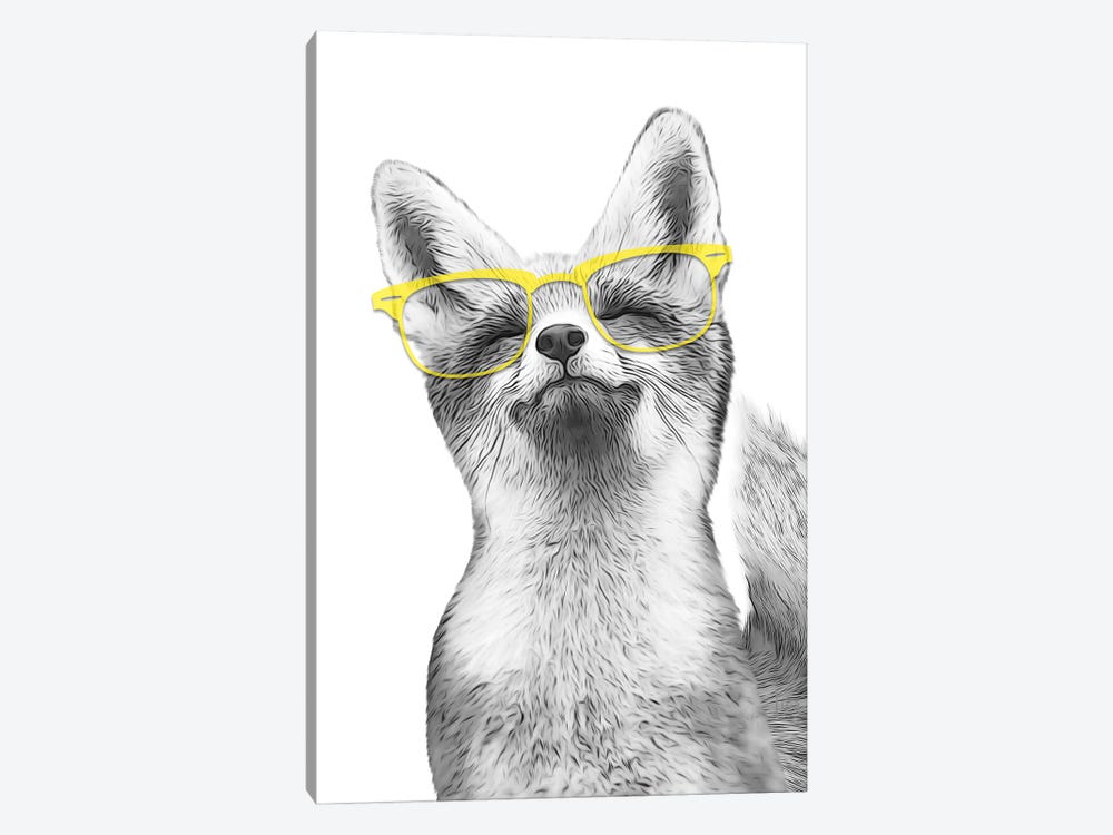 Fox With Yello Glasses by Printable Lisa's Pets 1-piece Canvas Wall Art
