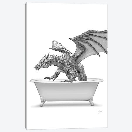Dragon In The Bathtub Canvas Print #LIP410} by Printable Lisa's Pets Art Print