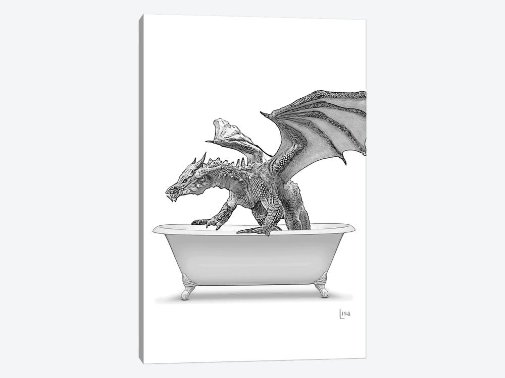 Dragon In The Bathtub by Printable Lisa's Pets 1-piece Canvas Art Print