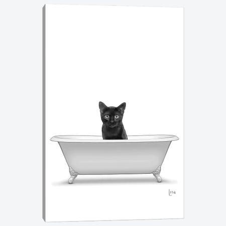 Black Cat In A Bathtub Canvas Print #LIP412} by Printable Lisa's Pets Canvas Art Print
