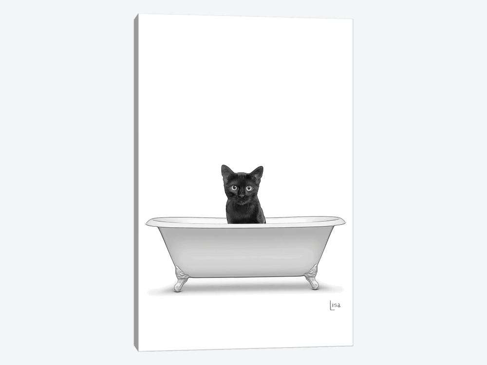 Black Cat In A Bathtub by Printable Lisa's Pets 1-piece Art Print