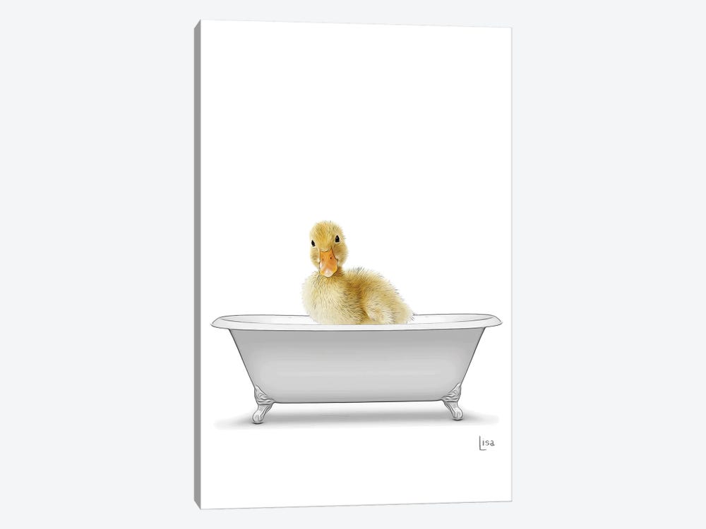 Yellow Duck In The Bathtub by Printable Lisa's Pets 1-piece Canvas Wall Art