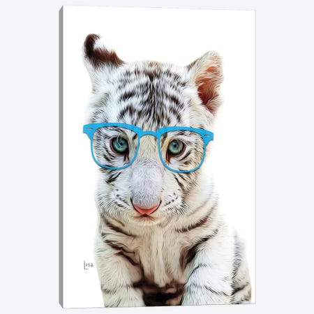 Tiger Puppy In Color With Blue Glasses Canvas Print #LIP415} by Printable Lisa's Pets Canvas Art