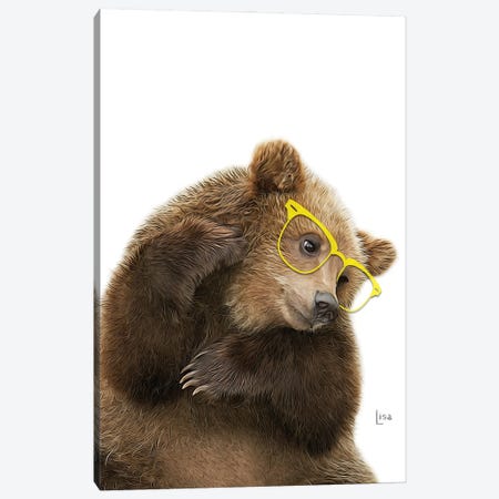 Tender Bear In Color With Yellow Glasses Canvas Print #LIP417} by Printable Lisa's Pets Canvas Wall Art