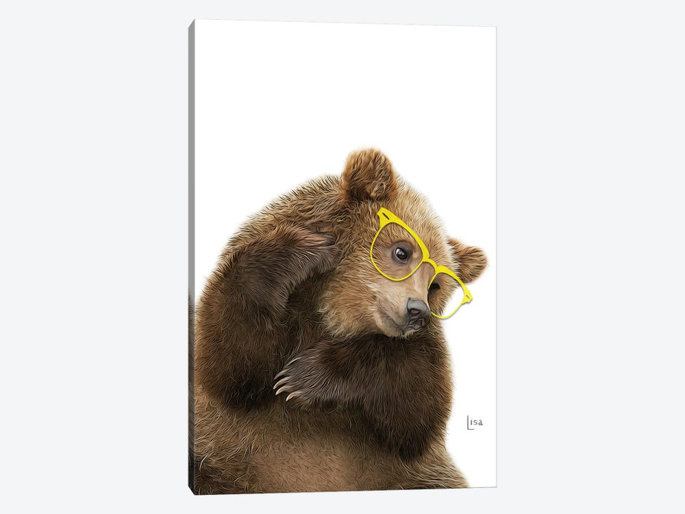 Tender Bear In Color With Yellow Glasses by Printable Lisa's Pets 1-piece Canvas Art