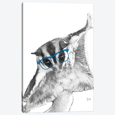Sugarglider With Blue Glasses Canvas Print #LIP41} by Printable Lisa's Pets Canvas Wall Art