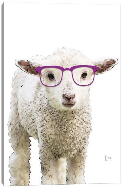 Color Sheep With Purple Glasses Canvas Art Print - Sheep Art