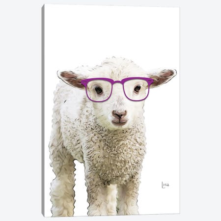 Color Sheep With Purple Glasses Canvas Print #LIP422} by Printable Lisa's Pets Canvas Art