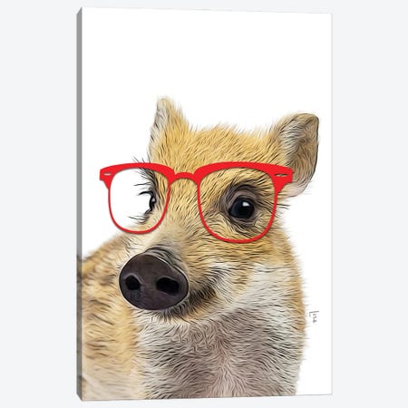 Color Boar Puppy With Red Glasses Canvas Print #LIP426} by Printable Lisa's Pets Canvas Art Print
