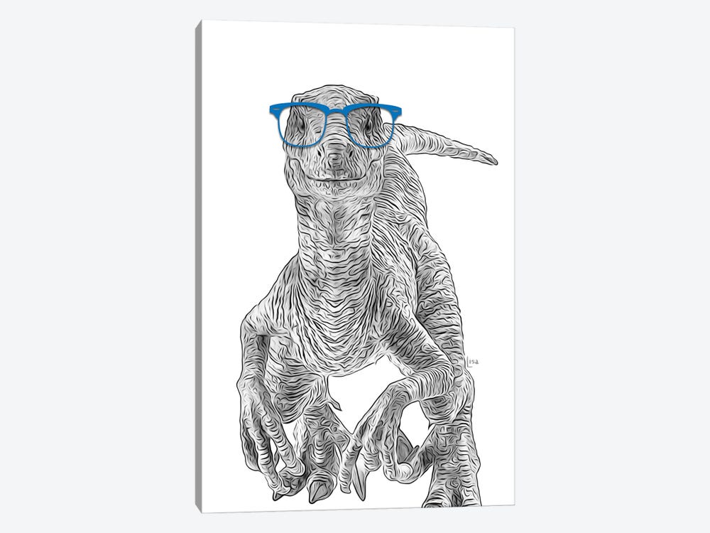 Velociraptor With Blue Glasses by Printable Lisa's Pets 1-piece Canvas Artwork