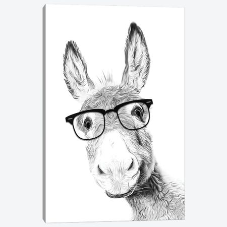 Donkey With Black Glasses Canvas Print #LIP42} by Printable Lisa's Pets Canvas Wall Art