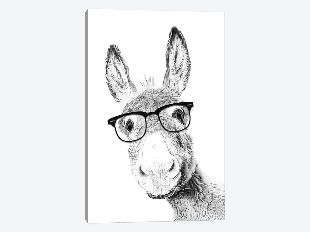 Donkey With Black Glasses by Printable Lisa's Pets 1-piece Canvas Art