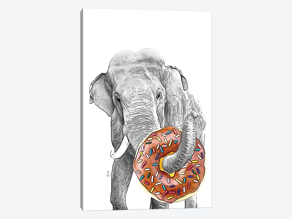 Elephant With Donut by Printable Lisa's Pets 1-piece Art Print