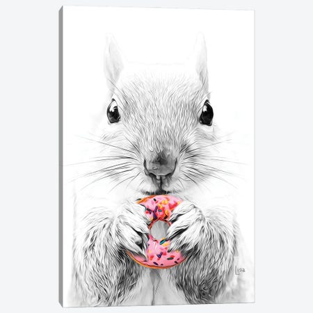 Squirrel With Donut Canvas Print #LIP431} by Printable Lisa's Pets Canvas Print