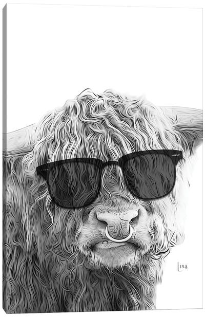 Highland Cow With Sunglasses Canvas Art Print - Highland Cow Art