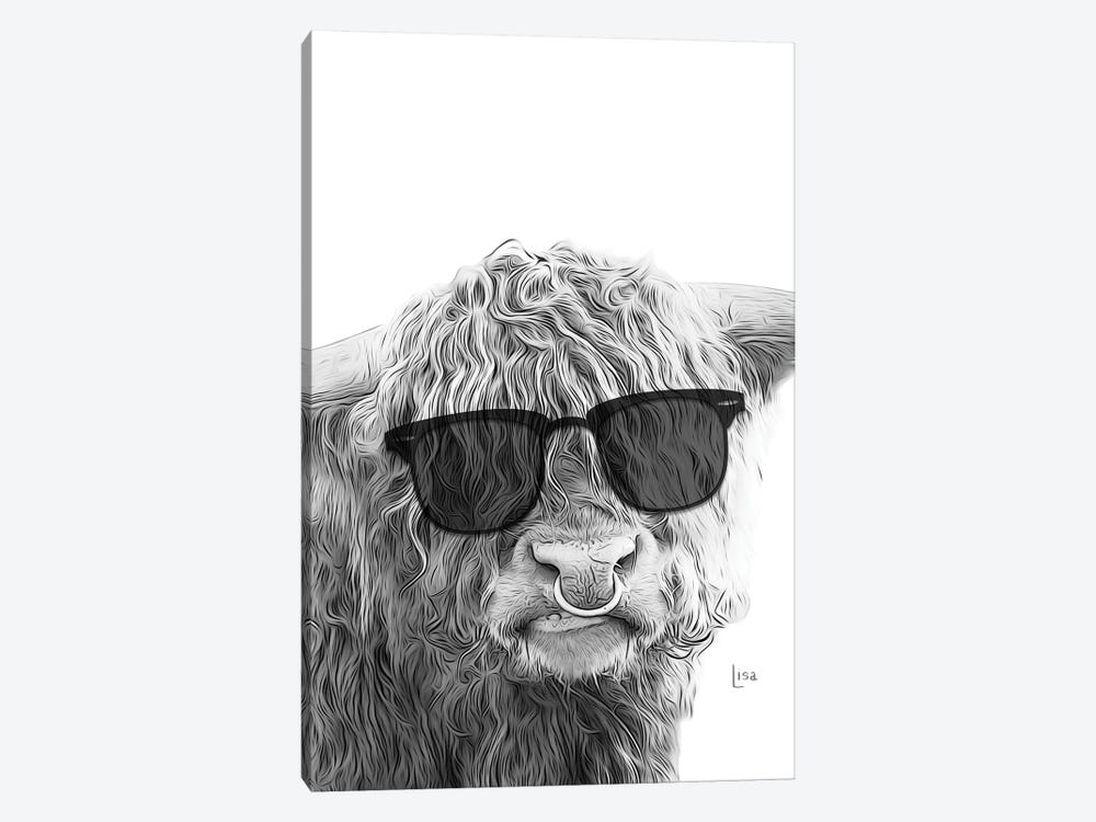 Highland Cow With Sunglasses by Printable Lisa's Pets 1-piece Canvas Art