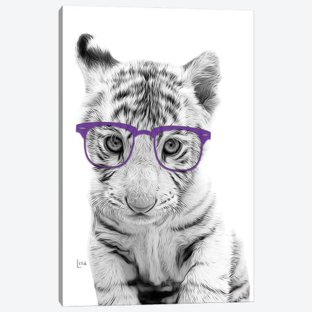 Tiger Puppy With Purple Glasses Canvas Print #LIP437} by Printable Lisa's Pets Canvas Art