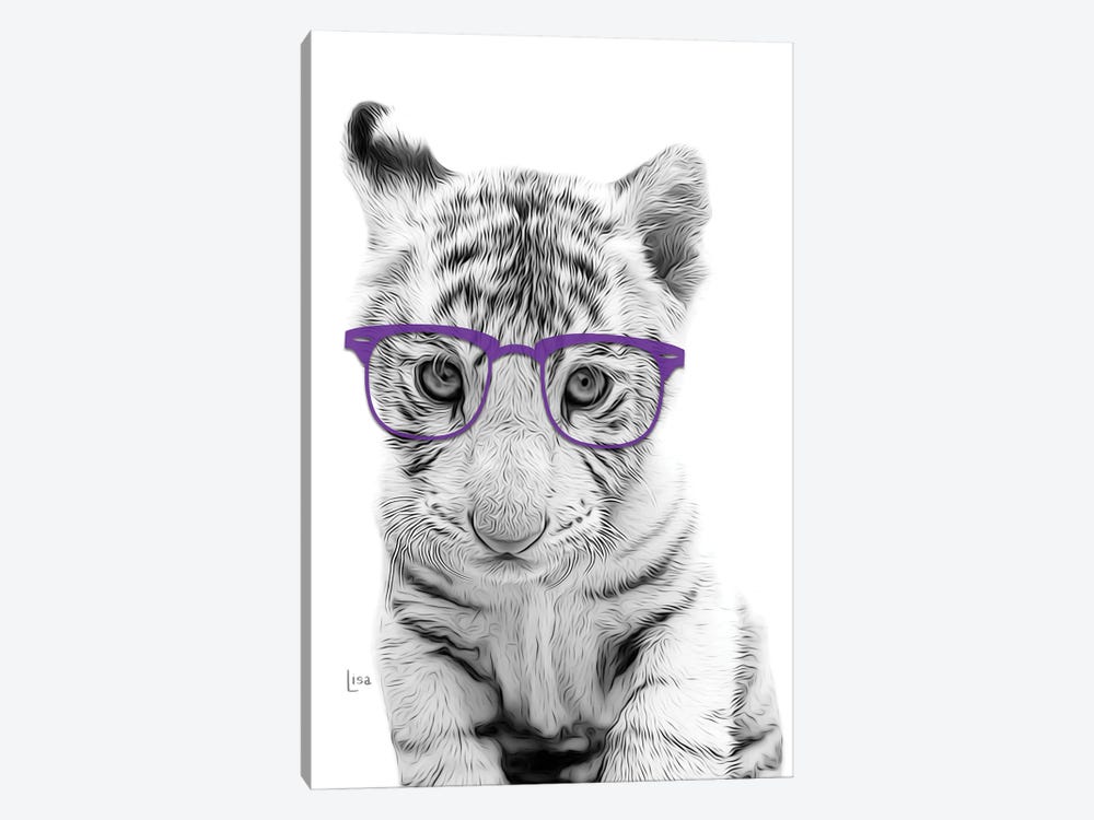 Tiger Puppy With Purple Glasses by Printable Lisa's Pets 1-piece Canvas Art